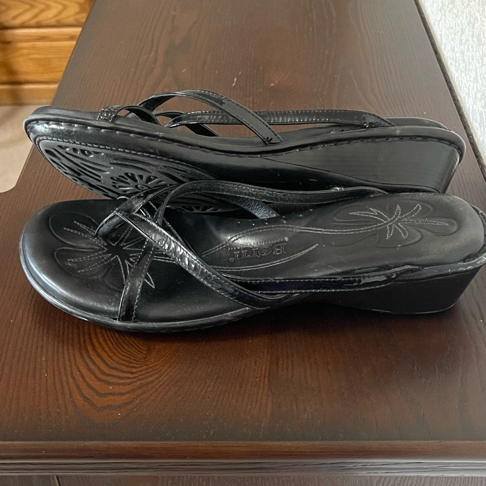 Born leather wedge handcrafted footwear black 10